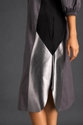 Load image into Gallery viewer, Warm Grey Shirt Dress With Black Panels And Metallic Side Detailing
