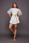 Load image into Gallery viewer, White Cotton Playsuit With Net Sleeves
