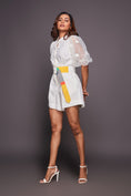 Load image into Gallery viewer, White Cotton Playsuit With Net Sleeves
