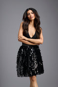 Load image into Gallery viewer, Black Sequin Mini Skirt with Dangling Tassels
