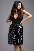 Load image into Gallery viewer, Black Sequin Mini Skirt with Dangling Tassels
