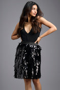 Load image into Gallery viewer, Black Deep Neck Top with Sequin Mini Skirt
