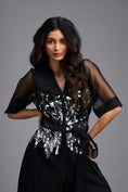 Load image into Gallery viewer, Black Sequin Playsuit with Sheer Sleeves
