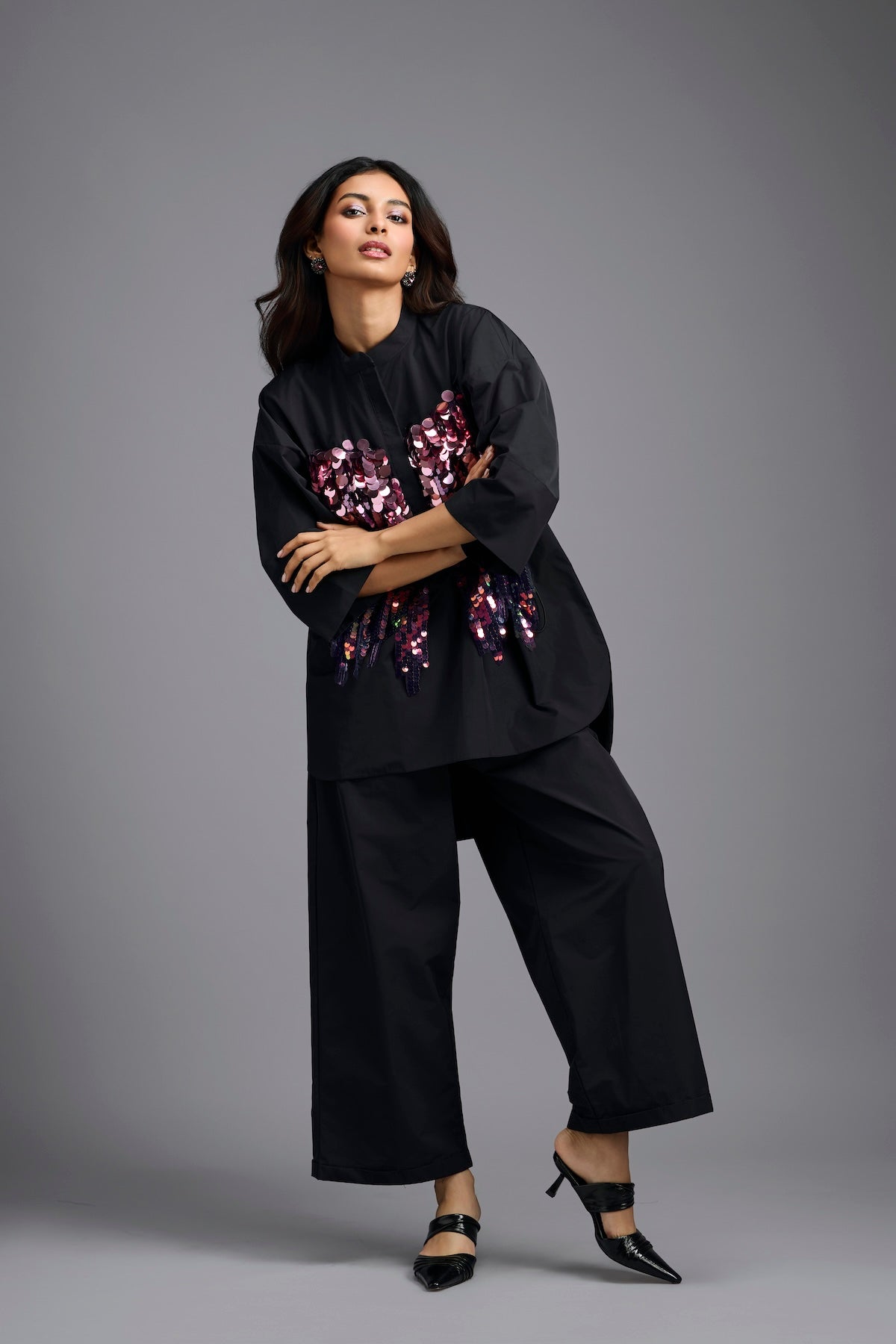Oversized Black Sequin Shirt