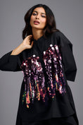 Load image into Gallery viewer, Oversized Black Sequin Shirt with Wide-Leg Pants
