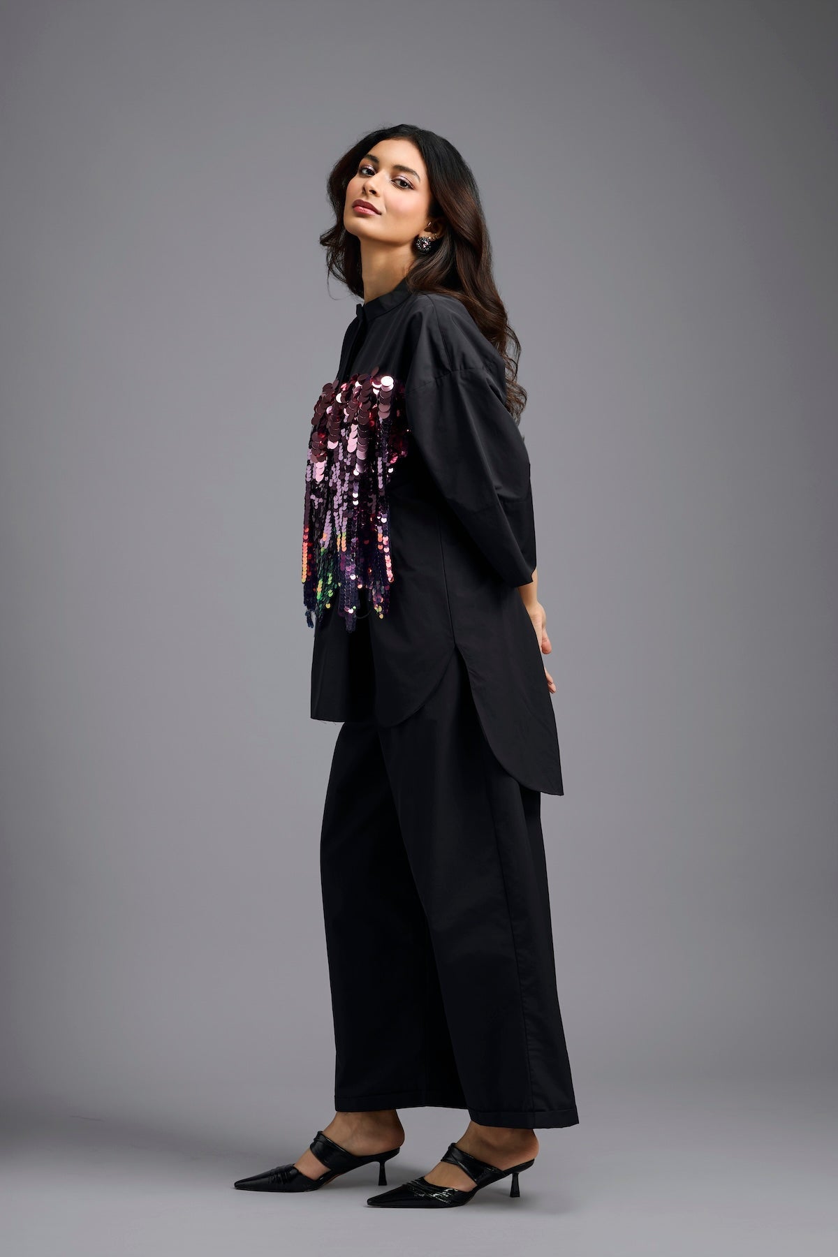 Oversized Black Sequin Shirt
