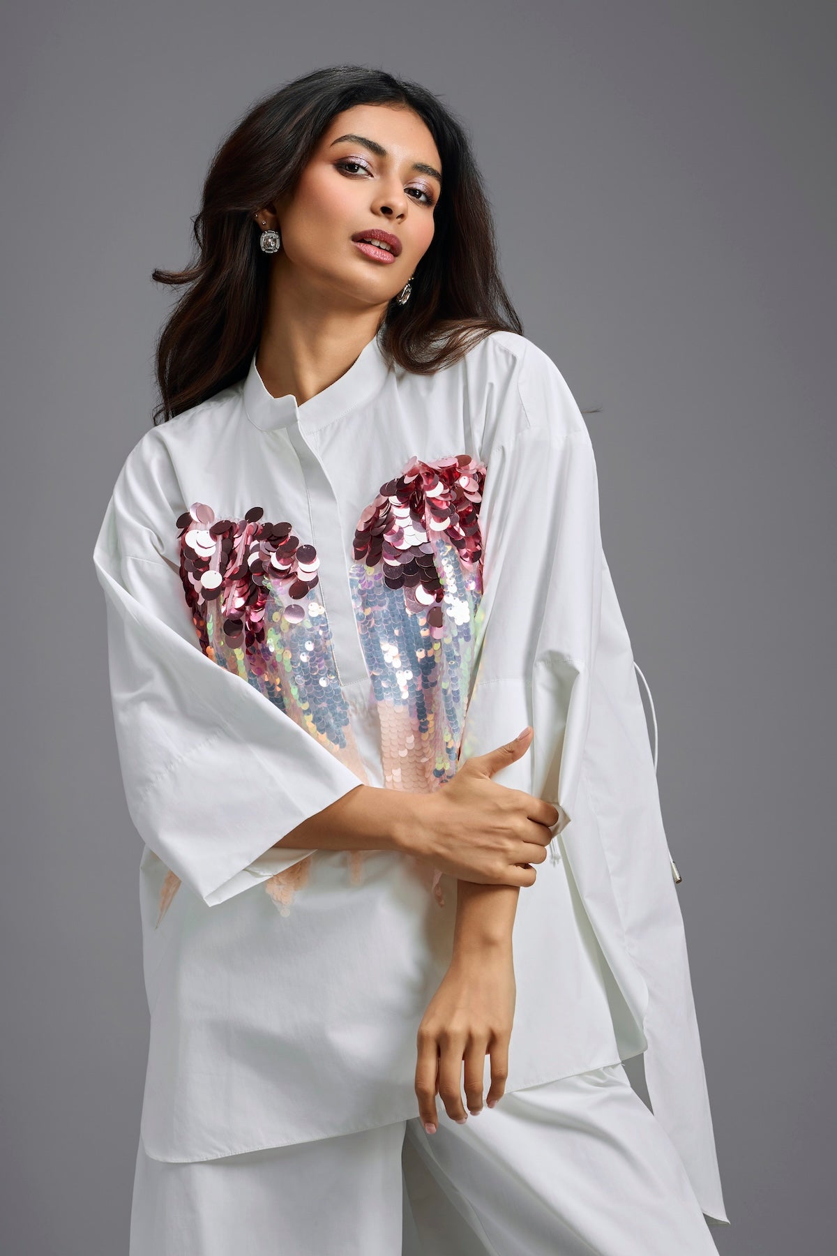 Oversized White Sequin Shirt