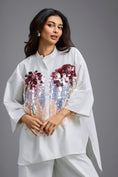 Load image into Gallery viewer, Oversized White Sequin Shirt with Wide-Leg Pants
