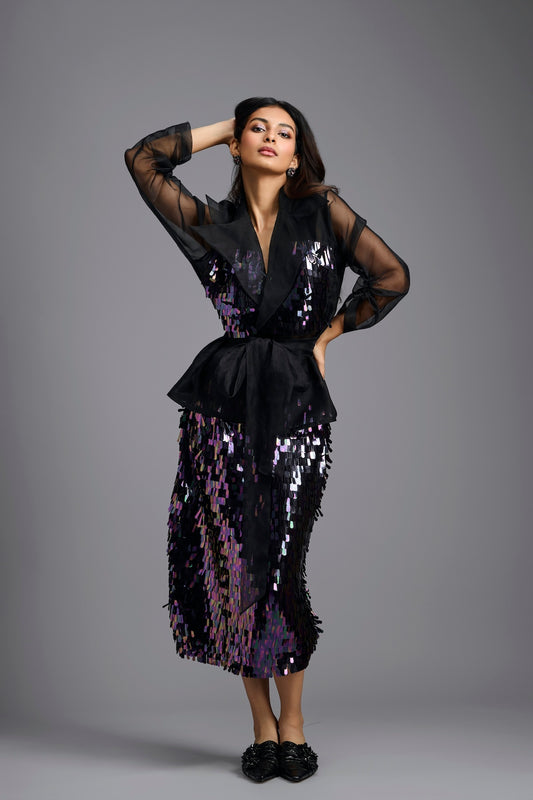 Rainbow Sequin Midi Skirt