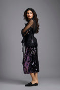 Load image into Gallery viewer, Rainbow Sequin Organza Wrap Top with Midi Skirt
