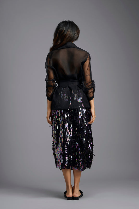 Rainbow Sequin Midi Skirt