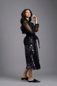 Load image into Gallery viewer, Rainbow Sequin Organza Wrap Top with Midi Skirt
