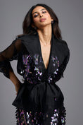 Load image into Gallery viewer, Rainbow Organza Sleeve Sequin Wrap Top
