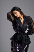 Load image into Gallery viewer, Rainbow Organza Sleeve Sequin Wrap Top
