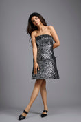 Load image into Gallery viewer, Gunmetal Sequin Strapless Mini Dress
