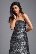 Load image into Gallery viewer, Gunmetal Sequin Strapless Mini Dress
