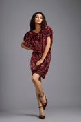 Load image into Gallery viewer, Red Draped Sequin Mini Dress
