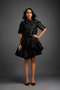 Load image into Gallery viewer, Floral Appliqué Top With Tiered Ruffled Skirt
