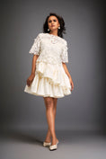 Load image into Gallery viewer, Floral Appliqué Top With Tiered Ruffled Skirt
