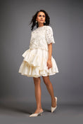 Load image into Gallery viewer, Floral Appliqué Top With Tiered Ruffled Skirt
