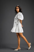 Load image into Gallery viewer, White Ruffle Hem Floral Embroidered Dress
