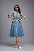 Load image into Gallery viewer, Blue Sheer Embroidered Organza Top With 3D Skirt
