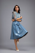 Load image into Gallery viewer, Blue Sheer Embroidered Organza Top With 3D Skirt
