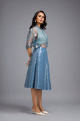 Load image into Gallery viewer, Blue Sheer Embroidered Organza Top With 3D Skirt
