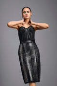 Load image into Gallery viewer, Black Strapless Corset Top with Sheer Leather Pencil Skirt
