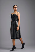 Load image into Gallery viewer, Black Sheer Leather-Strip Pencil Skirt

