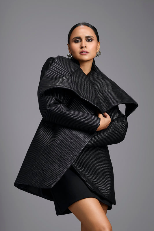 Black Sculpted Lapel Jacket