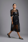 Load image into Gallery viewer, Sheer Black Sculpted Midi Dress
