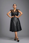 Load image into Gallery viewer, Black Geometric Cutwork Midi Skirt
