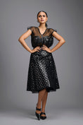 Load image into Gallery viewer, Black Geometric Cutwork Midi Skirt
