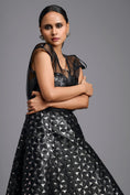 Load image into Gallery viewer, Black Geometric Cutwork Midi Skirt
