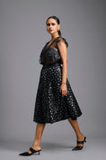 Load image into Gallery viewer, Black Geometric Cutwork Midi Skirt
