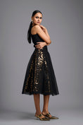 Load image into Gallery viewer, Black & Gold Metallic Cutwork Skirt
