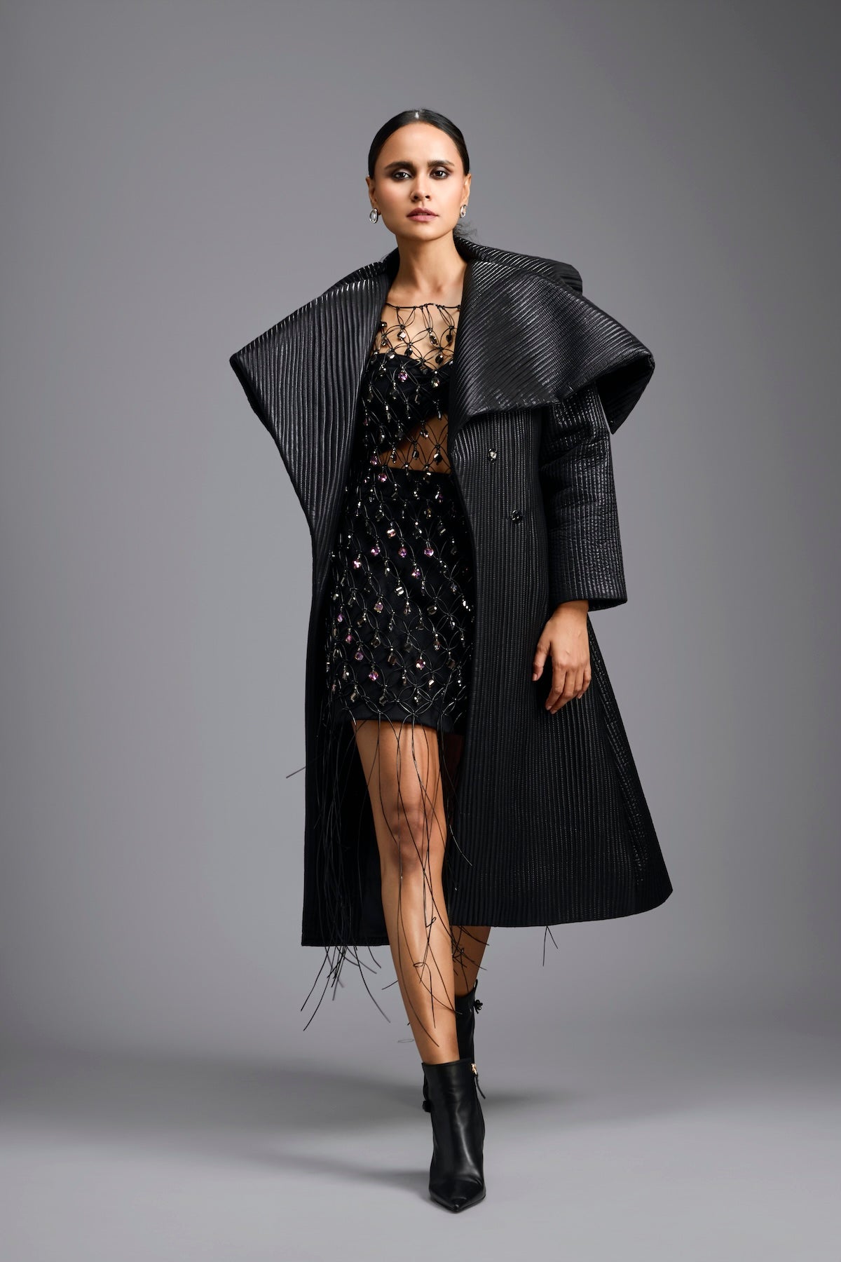 Black Crystal Fringe Co-ord Set