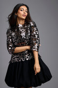 Load image into Gallery viewer, Gunmetal Metallic Laser-Cut Bubble Dress
