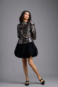 Load image into Gallery viewer, Gunmetal Metallic Laser-Cut Bubble Dress
