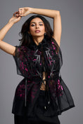 Load image into Gallery viewer, Black Organza Top with Pink Motifs
