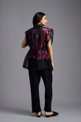 Load image into Gallery viewer, Black Organza Top with Pink Motifs
