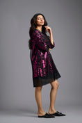 Load image into Gallery viewer, Fuchsia Metallic Sheer-Layered Dress
