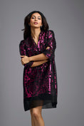 Load image into Gallery viewer, Fuchsia Metallic Sheer-Layered Dress
