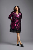 Load image into Gallery viewer, Fuchsia Metallic Sheer-Layered Dress
