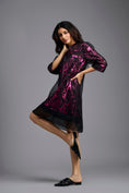 Load image into Gallery viewer, Fuchsia Metallic Sheer-Layered Dress

