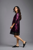 Load image into Gallery viewer, Fuchsia Metallic Sheer-Layered Dress
