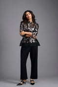 Load image into Gallery viewer, Gunmetal Cutwork Top & Trouser Set
