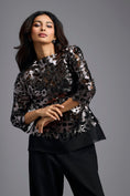 Load image into Gallery viewer, Gunmetal Metallic Cutwork Top
