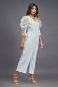 Load image into Gallery viewer, White Overlap Jumpsuit With Attached Belt

